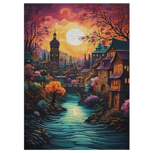 Stadtbildarchitektur Puzzles 300 Teile Für Jugendliche Kreatives Holzpuzzlespielzeug Familienspiel Schwierigkeitsgrad Herausforderungspuzzles （42×30cm） von AAPZY