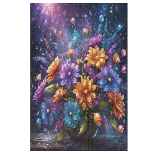 Starry Sky Blumen 1000 Teile Premium-Puzzles Für Erwachsene Kinder- Holzpuzzles Spaß Und Lernspiele - Perfekte Puzzle-Geschenke 78×53cm von AAPZY