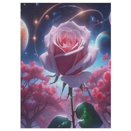 Sternenhimmelrose Holzpuzzle 300 Teile,Puzzles Für Erwachsene, Impossible Puzzle, Geschicklichkeitsspiel Für Die Ganze Familie,Home Dekoration Puzzle, Puzzle Kinder Legespiel 42×30cm von AAPZY