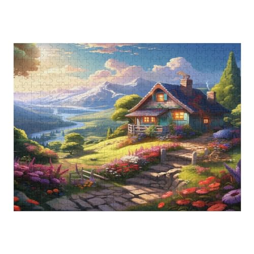 Süße Landschaft 500 Teile Premium-Puzzles Für Erwachsene Kinder- Holzpuzzles Spaß Und Lernspiele - Perfekte Puzzle-Geschenke （52×38cm） von AAPZY