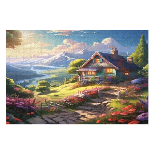 Süße Landschaft Holzpuzzle 1000 Teile,Puzzles Für Erwachsene, Impossible Puzzle, Geschicklichkeitsspiel Für Die Ganze Familie,Home Dekoration Puzzle, Puzzle Kinder Legespiel （75×50cm） von AAPZY