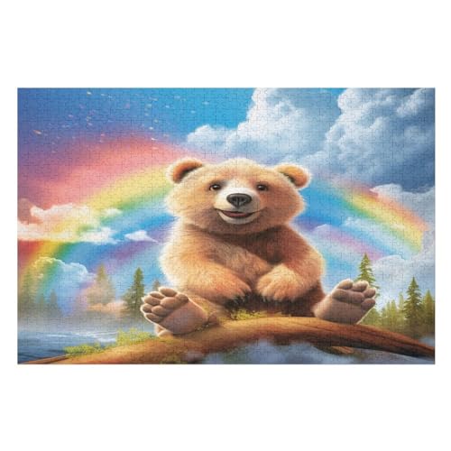 Süßer Bär Puzzles 1000 Teile Erwachsener Kniffel Spaß Für Die Ganze Familie - 1000 Puzzleteilige Motive, Holzpuzzle Kinder Erwachsene, Impossible Puzzle Schwer （75×50cm） von AAPZY