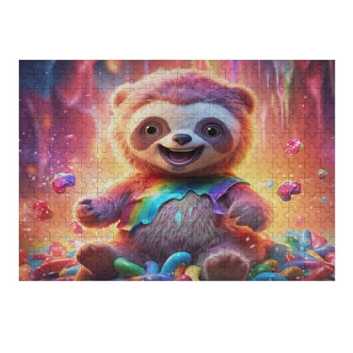 Süßes Faultier 300 Teile Puzzle Für Erwachsene, Herausforderung Puzzles - Familienpuzzle Verringerter Druck Schwieriges Puzzle Rahmen Holzpuzzle Für Erwachsene Kinder 12+ （40×28cm） von AAPZY