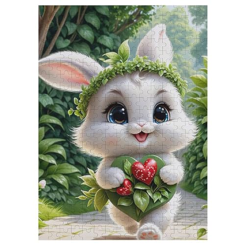 Süßes Kaninchen 300 Teile Puzzle Für Erwachsene, Herausforderung Puzzles - Familienpuzzle Verringerter Druck Schwieriges Puzzle Rahmen Holzpuzzle Für Erwachsene Kinder 12+ （42×30cm） von AAPZY