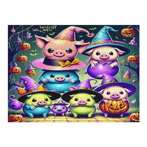 Süßes Schwein 500 Teile Puzzle Für Erwachsene, Herausforderung Puzzles - Familienpuzzle Verringerter Druck Schwieriges Puzzle Rahmen Holzpuzzle Für Erwachsene Kinder 12+ （52×38cm） von AAPZY