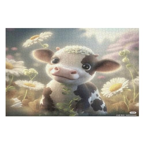 The Kuh Puzzles 1000 Teile Für Jugendliche Kreatives Holzpuzzlespielzeug Familienspiel Schwierigkeitsgrad Herausforderungspuzzles （75×50cm） von AAPZY