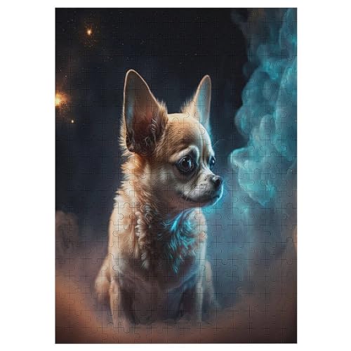 Tier Chihuahua Puzzle 300 Teile, Holzpuzzle Für Erwachsene, Impossible Puzzle, Geschicklichkeitsspiel Für Die Ganze Familie, Puzzle Farbenfrohes Legespiel Kinder Puzzles 42×30cm von AAPZY