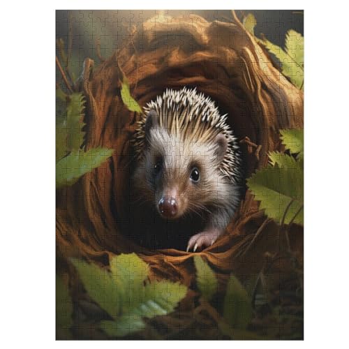 Tier Igel – Puzzle 500 Teile, Holzpuzzle, Herausforderndes Geschicklichkeitsspiel Für Die Ganze Familie, Kinder Erwachsenenpuzzle Ab 12 Jahren （55×41cm） von AAPZY