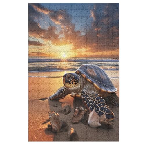 Tier Schildkröte-Puzzle Für Erwachsene, 1000 Teile, Holzpuzzle, Kinderpuzzle, Dekompressionsspiel, Spielzeugpuzzle 78×53cm von AAPZY