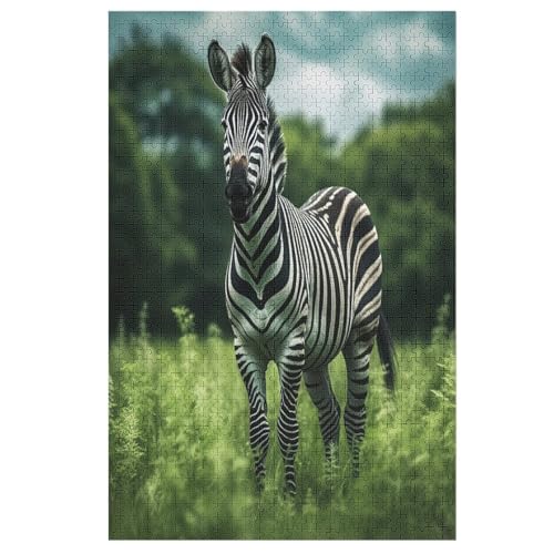 Tier Zebra – Puzzle 1000 Teile, Holzpuzzle, Herausforderndes Geschicklichkeitsspiel Für Die Ganze Familie, Kinder Erwachsenenpuzzle Ab 12 Jahren 78×53cm von AAPZY