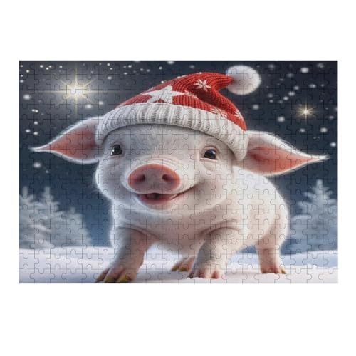 Tier süßes Schwein Puzzles 300 Teile Erwachsener Kniffel Spaß Für Die Ganze Familie - 300 Puzzleteilige Motive, Holzpuzzle Kinder Erwachsene, Impossible Puzzle Schwer （40×28cm） von AAPZY