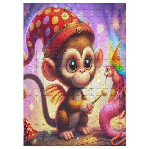 Tieraffe 300 Teile Puzzle Für Erwachsene, Herausforderung Puzzles - Familienpuzzle Verringerter Druck Schwieriges Puzzle Rahmen Holzpuzzle Für Erwachsene Kinder 12+ （42×30cm） von AAPZY