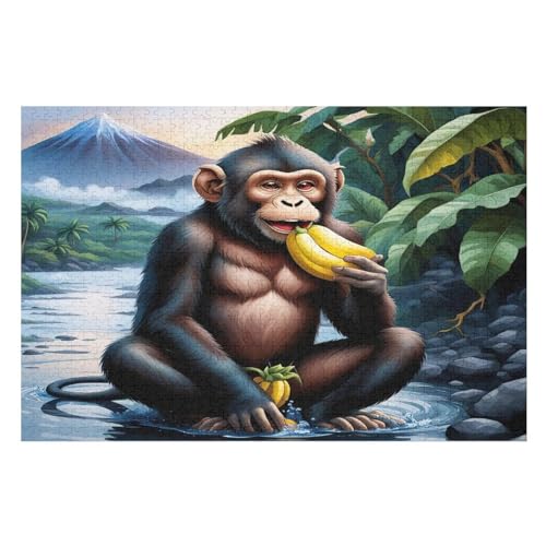 Tieraffe Puzzles 1000 Teile Erwachsener Kniffel Spaß Für Die Ganze Familie - 1000 Puzzleteilige Motive, Holzpuzzle Kinder Erwachsene, Impossible Puzzle Schwer （75×50cm） von AAPZY