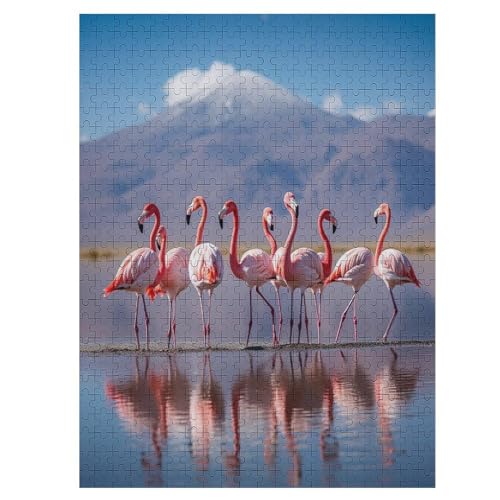 Tierflamingo -Puzzle, 500 Teile,Holzpuzzle Für Erwachsene Kinder, Lustiges Spielzeug, Denkspiel, Spielzeug, Bildungsspiel, Herausforderung, Pädagogisch, （55×41cm） von AAPZY