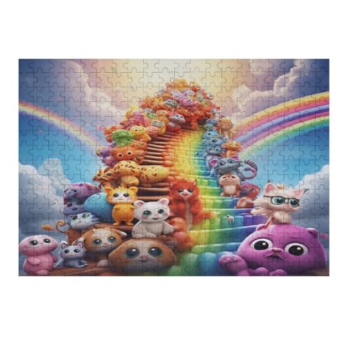 Tierische Regenbogenleiter – Puzzle 300 Teile, Holzpuzzle, Herausforderndes Geschicklichkeitsspiel Für Die Ganze Familie, Kinder Erwachsenenpuzzle Ab 12 Jahren （40×28cm） von AAPZY