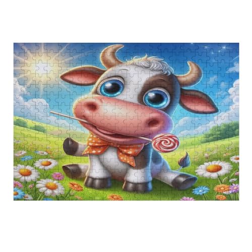 Tierkuh Holzpuzzle 300 Teile,Puzzles Für Erwachsene, Impossible Puzzle, Geschicklichkeitsspiel Für Die Ganze Familie,Home Dekoration Puzzle, Puzzle Kinder Legespiel （40×28cm） von AAPZY