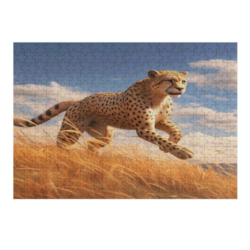 Tierleopard 300 Teile Puzzle Für Erwachsene, Herausforderung Puzzles - Familienpuzzle Verringerter Druck Schwieriges Puzzle Rahmen Holzpuzzle Für Erwachsene Kinder 12+ （40×28cm） von AAPZY