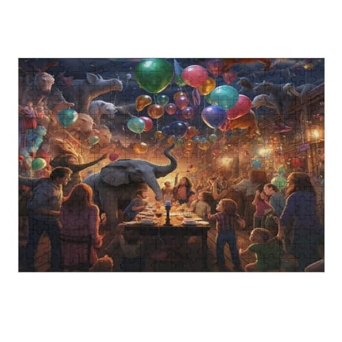 Tierparty Holzpuzzle Erwachsene - 300 Teiliges Jigsaw Knobelspiel - Puzzle Für Erwachsene & Kinder - Outdoor & Reisespielzeug - Geduldspiel （40×28cm） von AAPZY