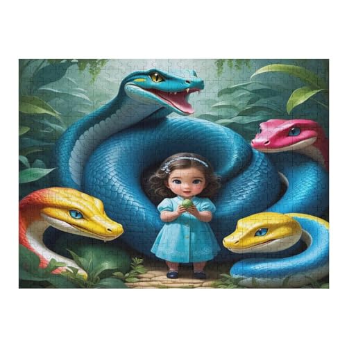 Tierschlange Holzpuzzle Erwachsene - 500 Teiliges Jigsaw Knobelspiel - Puzzle Für Erwachsene & Kinder - Outdoor & Reisespielzeug - Geduldspiel （52×38cm） von AAPZY