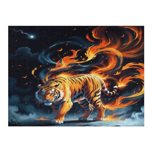 Tiger,500 Teile,Holzpuzzle,einzigartiges Puzzle,kreatives Puzzle,Geschenk Für Erwachsene,Familienspiel,Herausforderungsaktivität,（52×38cm） von AAPZY