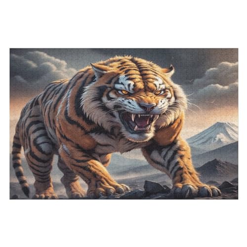 Tiger 1000 Teile Puzzle, Holzpuzzle, Puzzles Für Erwachsene Kinder, 1000 Teile Puzzle Für Jugendliche & Erwachsene Lernspiel Herausforderungsspielzeug （75×50cm） von AAPZY