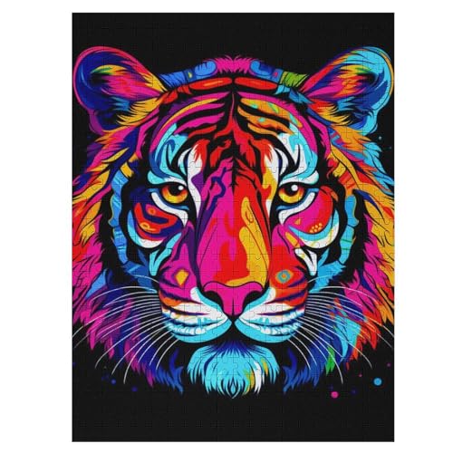 Tiger 500 Teile Puzzles Für Erwachsene Holzpuzzle Familienpuzzlespiel Stressabbau-Puzzle Für Erwachsene Kinder Ab 12 Jahren （55×41cm） von AAPZY