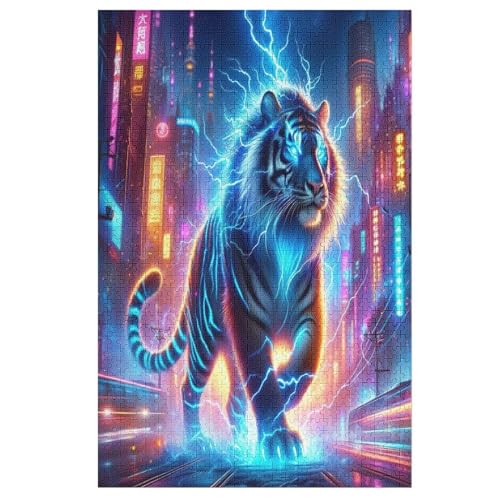 Tiger Holzpuzzle 1000 Teile,Puzzles Für Erwachsene, Impossible Puzzle, Geschicklichkeitsspiel Für Die Ganze Familie,Home Dekoration Puzzle, Puzzle Kinder Legespiel 78×53cm von AAPZY