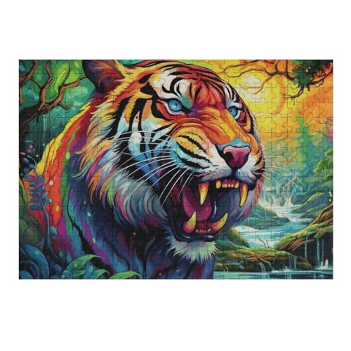 Tiger Holzpuzzle 300 Teile,Puzzles Für Erwachsene, Impossible Puzzle, Geschicklichkeitsspiel Für Die Ganze Familie,Home Dekoration Puzzle, Puzzle Kinder Legespiel （40×28cm） von AAPZY