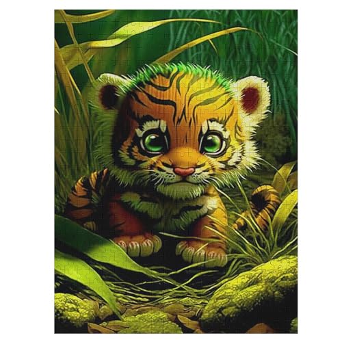 Tiger Holzpuzzle 500 Teile, Knobelspiele Für Erwachsene, Teenager, Puzzles Unmögliche - Kinder Puzzle Zimmer Deko （55×41cm） von AAPZY