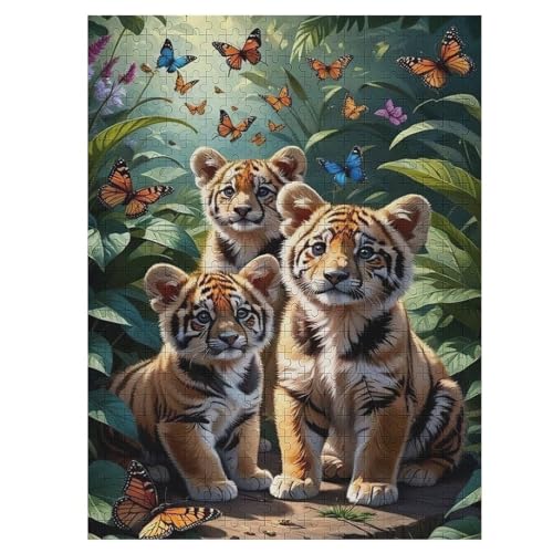 Tiger Holzpuzzle 500 Teile,Puzzles Für Erwachsene, Impossible Puzzle, Geschicklichkeitsspiel Für Die Ganze Familie,Home Dekoration Puzzle, Puzzle Kinder Legespiel （55×41cm） von AAPZY