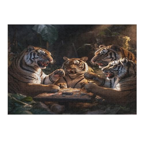 Tiger Holzpuzzle Erwachsene - 300 Teiliges Jigsaw Knobelspiel - Puzzle Für Erwachsene & Kinder - Outdoor & Reisespielzeug - Geduldspiel （40×28cm） von AAPZY