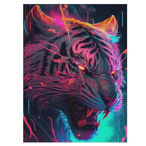 Tiger Holzpuzzle Erwachsene - 500 Teiliges Jigsaw Knobelspiel - Puzzle Für Erwachsene & Kinder - Outdoor & Reisespielzeug - Geduldspiel （55×41cm） von AAPZY