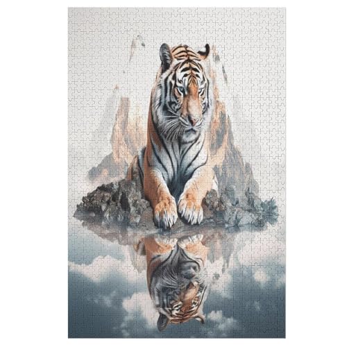 Tiger -Puzzle, 1000 Teile,Holzpuzzle Für Erwachsene Kinder, Lustiges Spielzeug, Denkspiel, Spielzeug, Bildungsspiel, Herausforderung, Pädagogisch, （78×53cm） von AAPZY