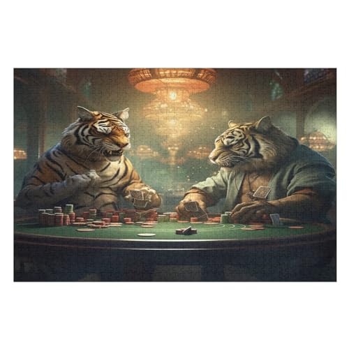 Tiger Puzzle 1000 Teile, Holzpuzzle Für Erwachsene, Impossible Puzzle, Geschicklichkeitsspiel Für Die Ganze Familie, Puzzle Farbenfrohes Legespiel Kinder Puzzles （75×50cm） von AAPZY