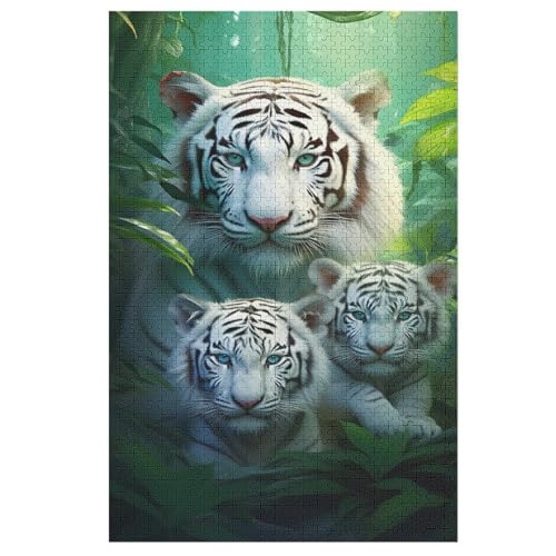 Tiger Puzzle 1000 Teile,Puzzles Für Erwachsene, Impossible Puzzle, Geschicklichkeitsspiel Für Die Ganze Familie, Puzzle Kinder,Holzpuzzle-Geschenk,Raumdekoration, 78×53cm von AAPZY