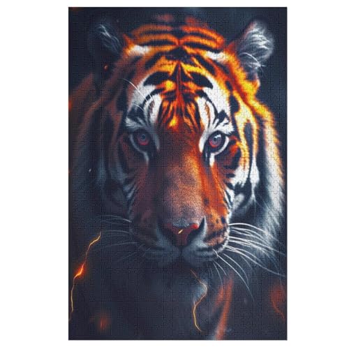 Tiger Puzzle 1000 Teile,Puzzles Für Erwachsene, Impossible Puzzle, Geschicklichkeitsspiel Für Die Ganze Familie, Puzzle Kinder,Holzpuzzle-Geschenk,Raumdekoration, 78×53cm von AAPZY