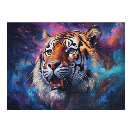 Tiger – Puzzle 500 Teile, Holzpuzzle, Herausforderndes Geschicklichkeitsspiel Für Die Ganze Familie, Kinder Erwachsenenpuzzle Ab 12 Jahren （52×38cm） von AAPZY