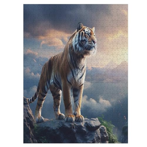 Tiger Puzzle 500 Teile,Puzzles Für Erwachsene, Impossible Puzzle, Geschicklichkeitsspiel Für Die Ganze Familie, Puzzle Kinder,Holzpuzzle-Geschenk,Raumdekoration, （55×41cm） von AAPZY