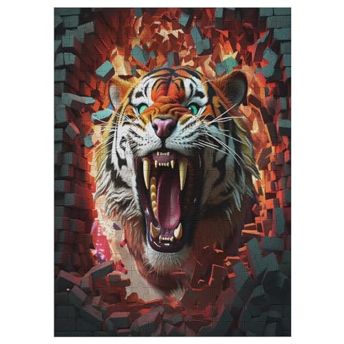 Tiger Puzzle Für Erwachsene,300-teiliges Puzzle,Puzzle Für Erwachsene Und Kinder,Holzpuzzle,Lernspielzeug, 42×30cm von AAPZY