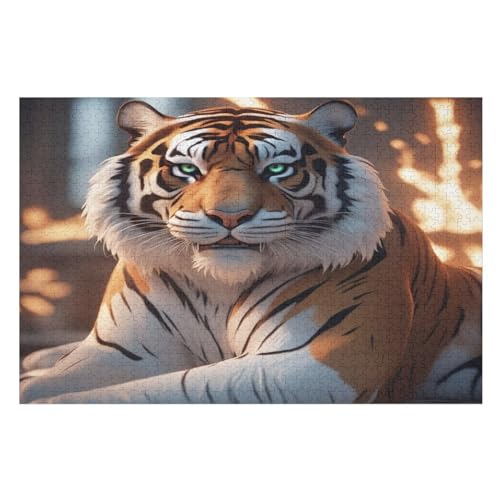 Tiger Puzzle Für Erwachsene 1000 Teile Premium 100% Recyceltes Brett Zum Lernen, Lernspielzeug, Familienspiele Kinder Holzpuzzle （75×50cm） von AAPZY