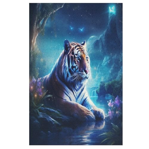 Tiger Puzzles 1000 Teile Erwachsener Kniffel Spaß Für Die Ganze Familie - 1000 Puzzleteilige Motive, Holzpuzzle Kinder Erwachsene, Impossible Puzzle Schwer （78×53cm） von AAPZY