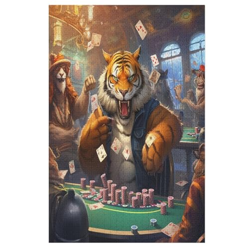 Tiger Puzzles 1000 Teile Erwachsener Kniffel Spaß Für Die Ganze Familie - 1000 Puzzleteilige Motive, Holzpuzzle Kinder Erwachsene, Impossible Puzzle Schwer （78×53cm） von AAPZY