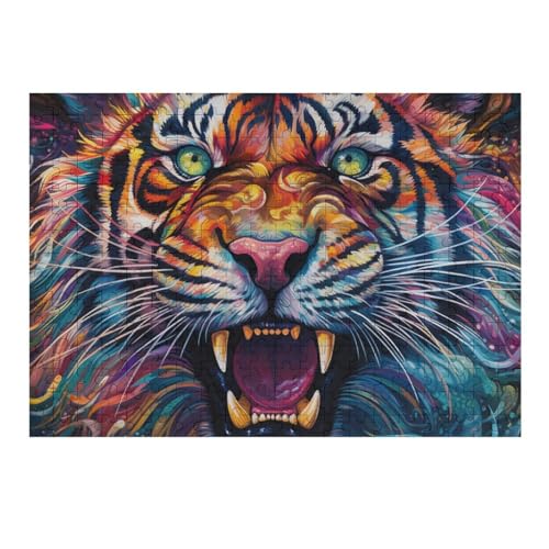 Tiger Puzzles 300 Teile Erwachsener Kniffel Spaß Für Die Ganze Familie - 300 Puzzleteilige Motive, Holzpuzzle Kinder Erwachsene, Impossible Puzzle Schwer （40×28cm） von AAPZY