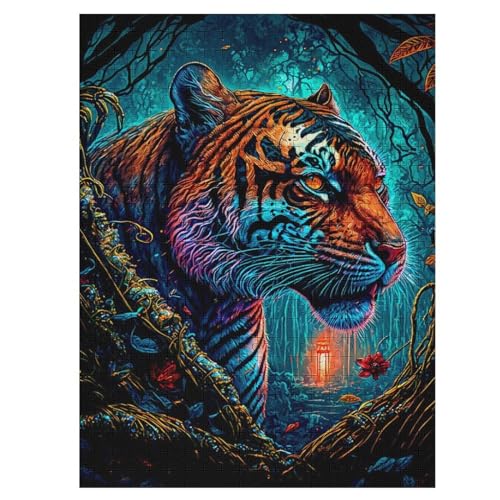 Tiger Puzzles 500 Teile Erwachsener Kniffel Spaß Für Die Ganze Familie - 500 Puzzleteilige Motive, Holzpuzzle Kinder Erwachsene, Impossible Puzzle Schwer （55×41cm） von AAPZY