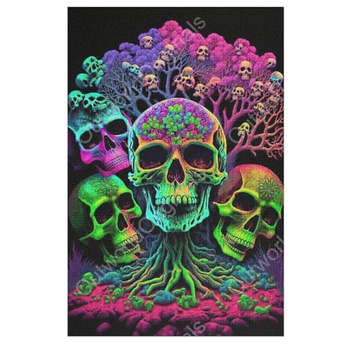 Totenkopf 1000 Teile Puzzle, Holzpuzzle, Puzzles Für Erwachsene Kinder, 1000 Teile Puzzle Für Jugendliche & Erwachsene Lernspiel Herausforderungsspielzeug （78×53cm） von AAPZY