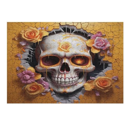 Totenkopf Puzzle 300 Teile, Holzpuzzle Für Erwachsene, Impossible Puzzle, Geschicklichkeitsspiel Für Die Ganze Familie, Puzzle Farbenfrohes Legespiel Kinder Puzzles （40×28cm） von AAPZY