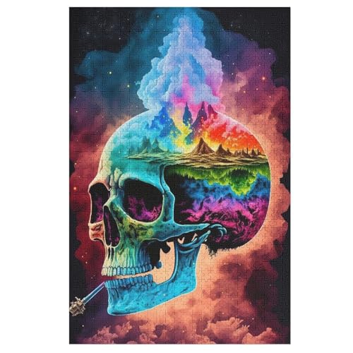 Totenkopf Puzzles 1000 Teile Erwachsener Kniffel Spaß Für Die Ganze Familie - 1000 Puzzleteilige Motive, Holzpuzzle Kinder Erwachsene, Impossible Puzzle Schwer （78×53cm） von AAPZY