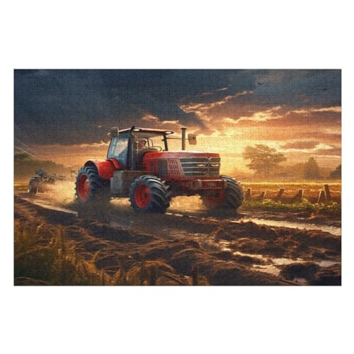 Traktor Puzzle 1000 Teile, Holzpuzzle Für Erwachsene, Impossible Puzzle, Geschicklichkeitsspiel Für Die Ganze Familie, Puzzle Farbenfrohes Legespiel Kinder Puzzles （75×50cm） von AAPZY