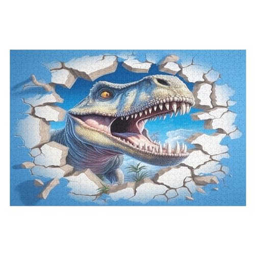 Tyrannosaurus Rex Holzpuzzle Erwachsene - 1000 Teiliges Jigsaw Knobelspiel - Puzzle Für Erwachsene & Kinder - Outdoor & Reisespielzeug - Geduldspiel （75×50cm） von AAPZY