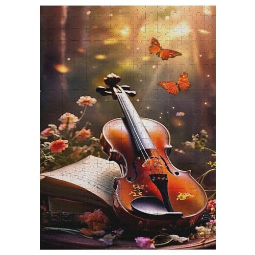 Violine Holzpuzzle 300 Teile, Knobelspiele Für Erwachsene, Teenager, Puzzles Unmögliche - Kinder Puzzle Zimmer Deko 42×30cm von AAPZY